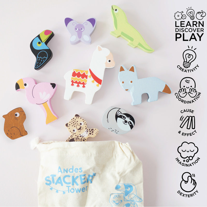 Petilou Andes Stacking Animals & Bag