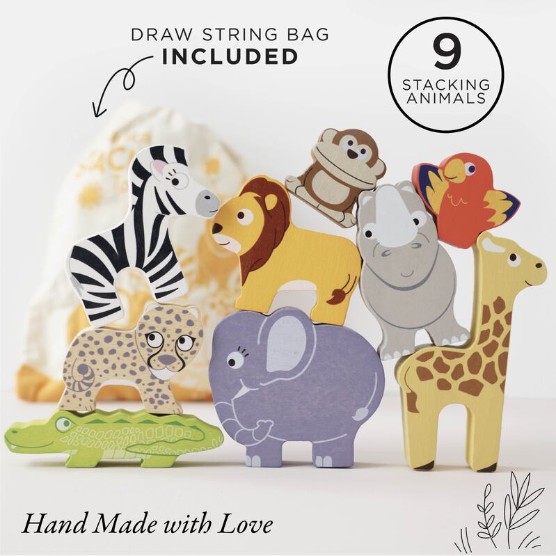 Petilou Africa Stacking Animals & Bag