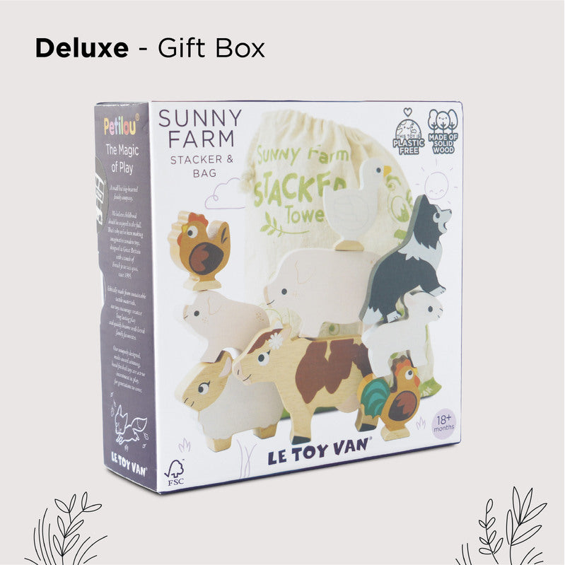 Petilou Farm Stacking Animals & Bag