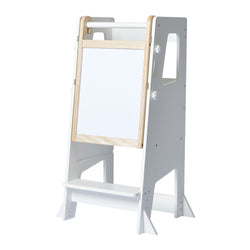 Little Risers Adjustable Learning Tower - White with Magnetic Whiteboard