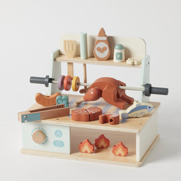 Wooden Rotisserie BBQ Set