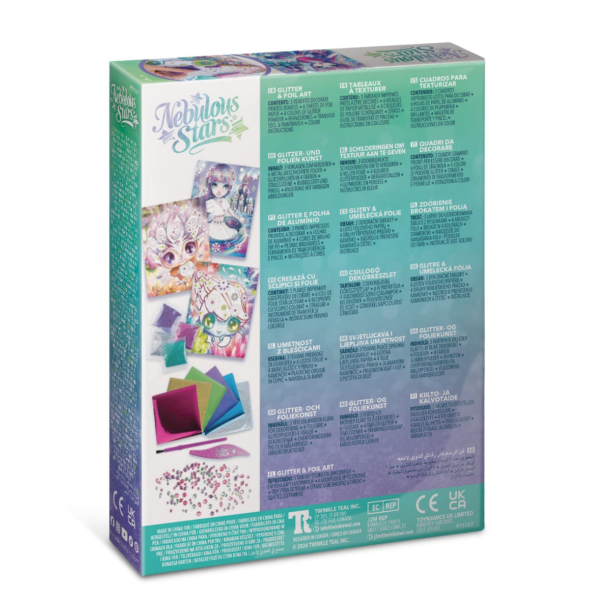 Nebulous Stars Glitter & Foil Art – peel off the pre-cut canvas to customise each part with foil paper, glitter and gems