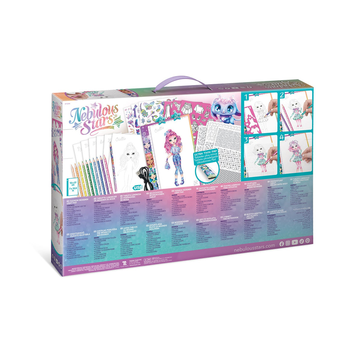 Nebulous Stars Fashion Designer Light Pad shown with all pieces laid out