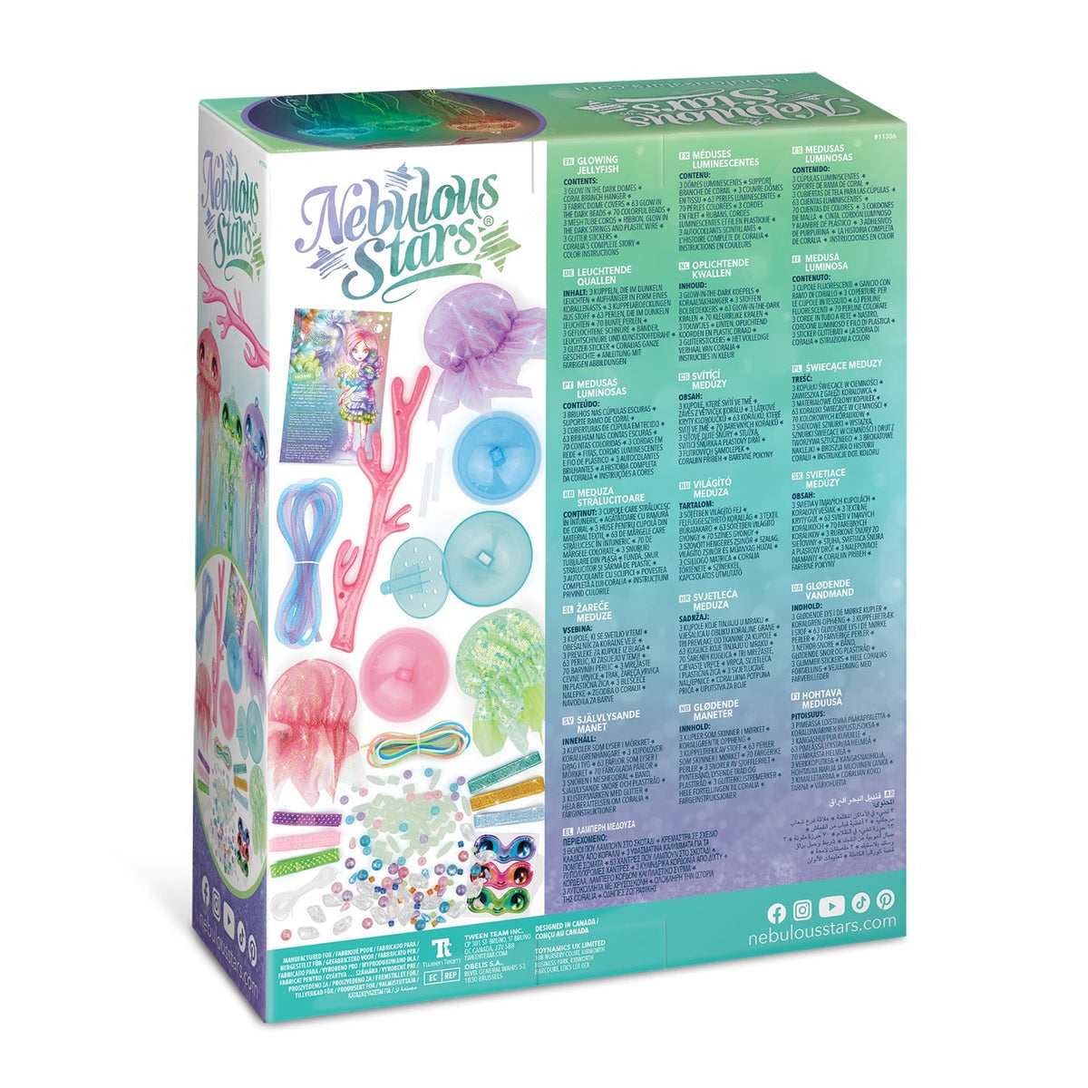 Nebulous Stars Glowing Jellyfish Craft Kit shown with all pieces laid out