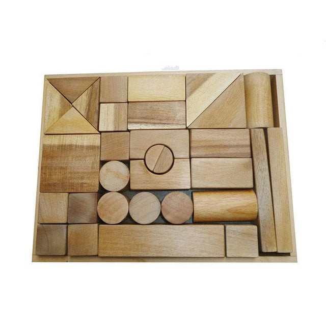 Natural Wood Blocks – 34 Pcs