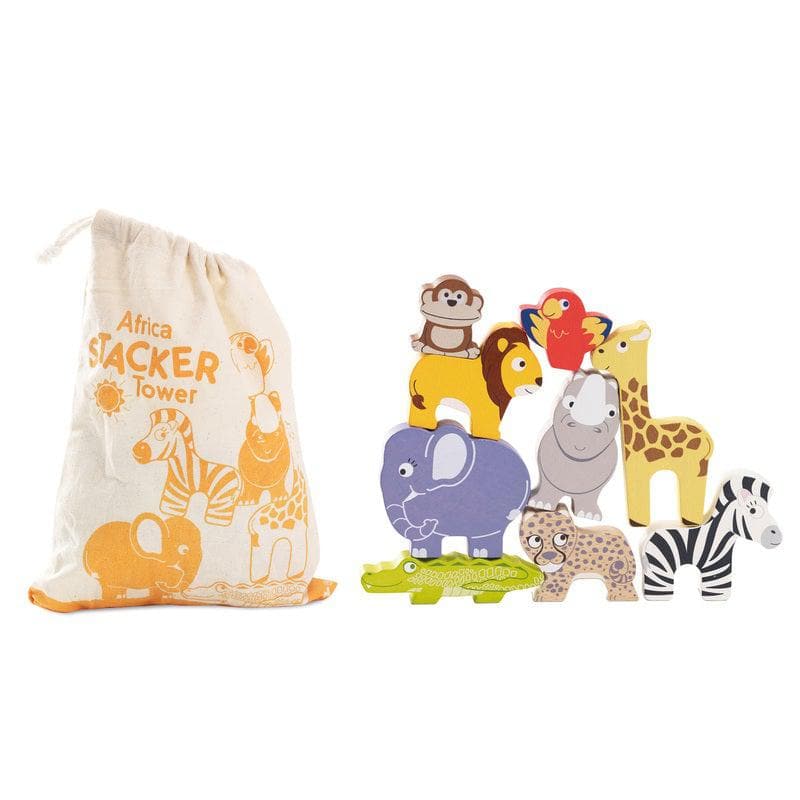 Petilou Africa Stacking Animals & Bag