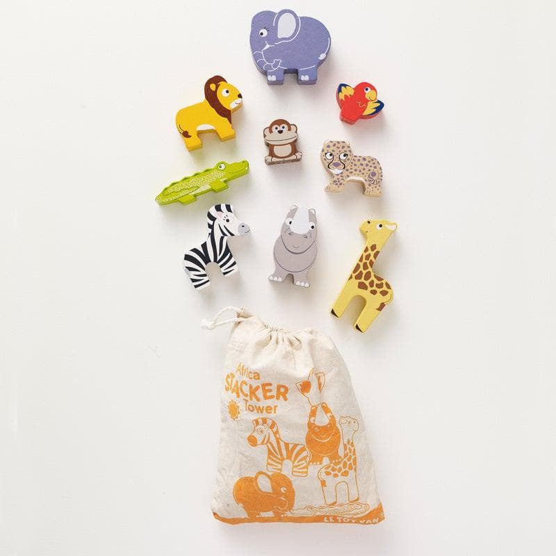 Petilou Africa Stacking Animals & Bag