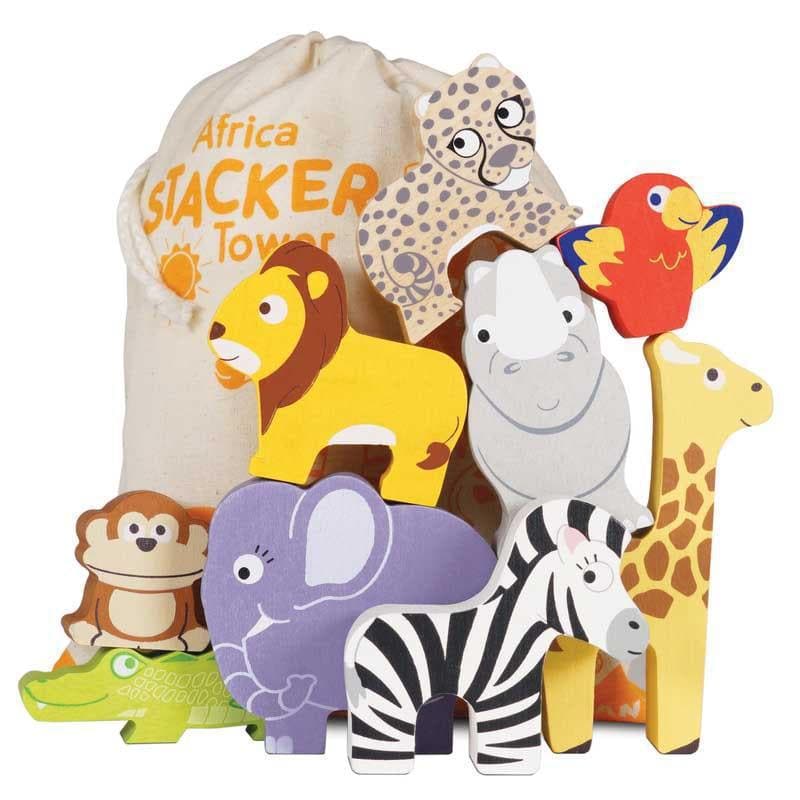 Petilou Africa Stacking Animals & Bag