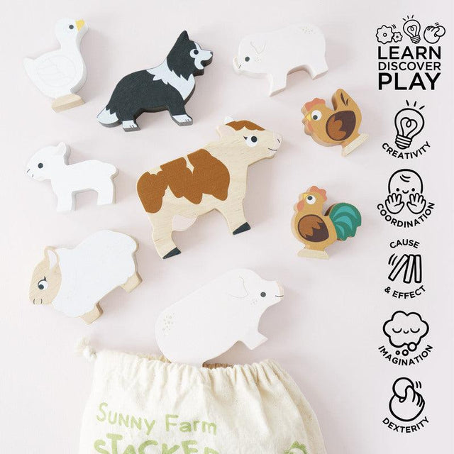 Petilou Farm Stacking Animals & Bag