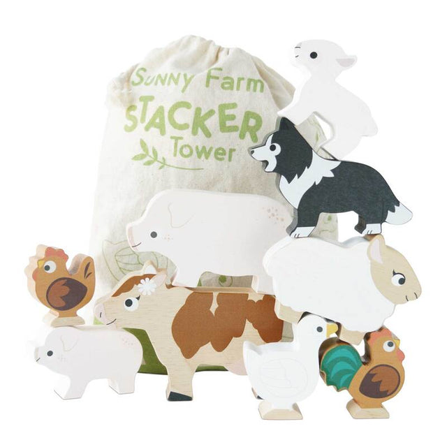 Petilou Farm Stacking Animals & Bag