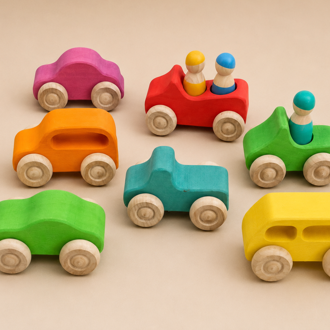 Wooden Cars - Rainbow