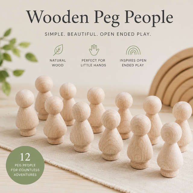 Natural Frankie & Charlie Peg Dolls