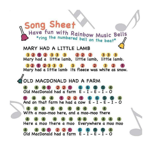 Rainbow Musical Hand Bells - 8 Piece Set