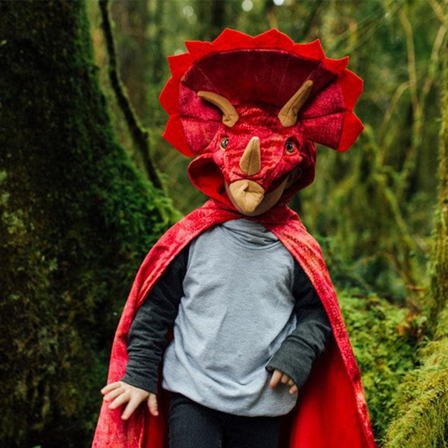 Red Triceratops Hooded Cape