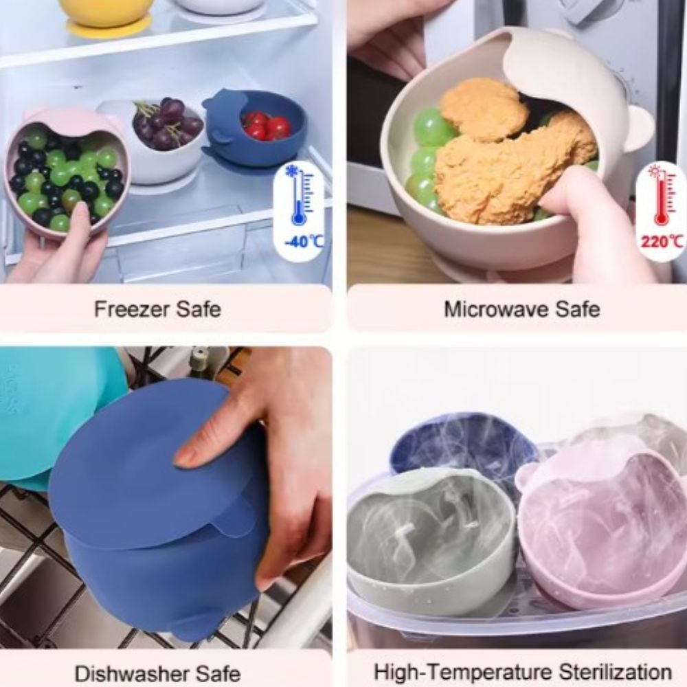 Silicone Bear Bowl Storm Grey