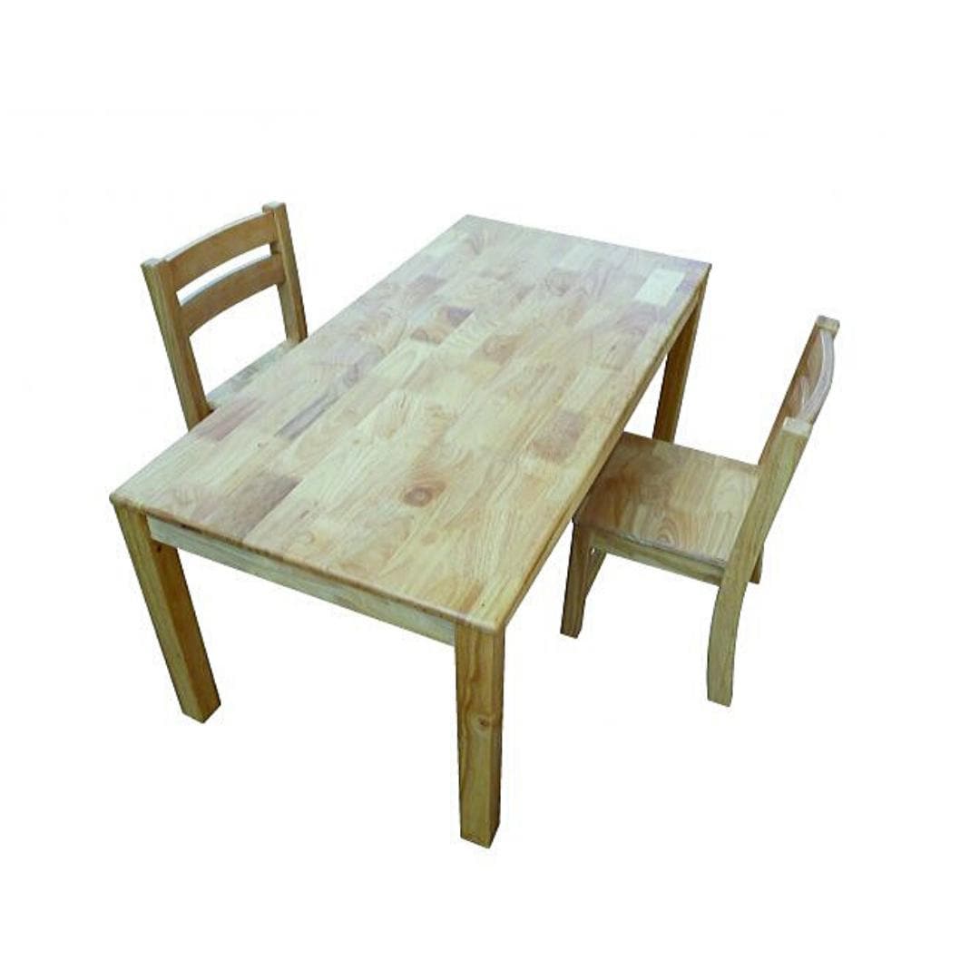 Solid Rectangular Table with 2 Stacking Chairs