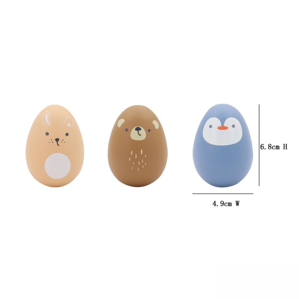 Wooden Animal Egg Shaker Pack of 3