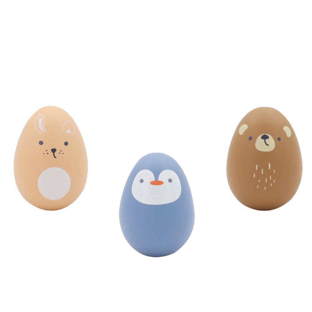 Wooden Animal Egg Shaker Pack of 3
