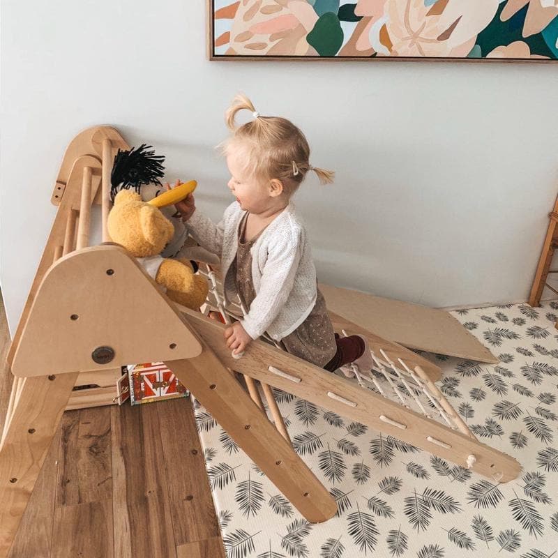 Wooden Climber and Slide Set