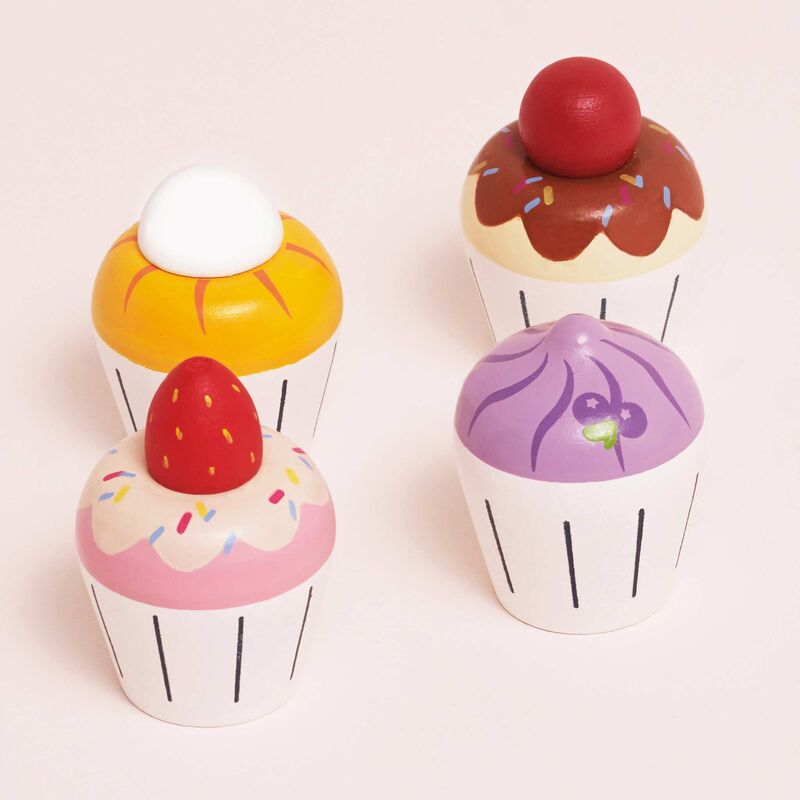 Wooden Cupcake Play Food Set - 4 Piece