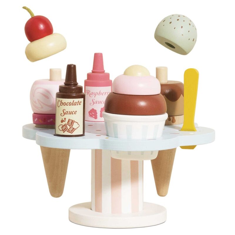 Wooden Ice-cream stand & topping