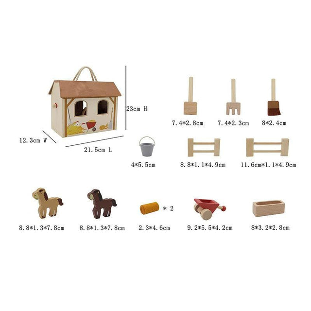 Wooden Portable Horse Stable Playset