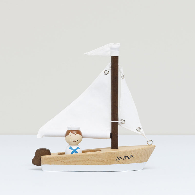 Wooden Sailing Boat & Captain