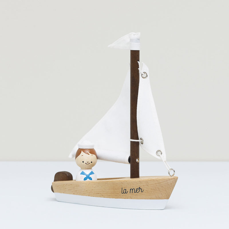 Wooden Sailing Boat & Captain