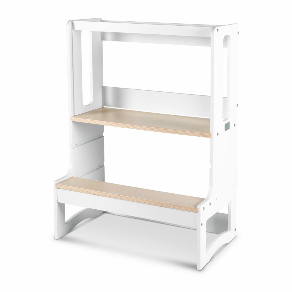 XL Double Learning Tower - White & Birch