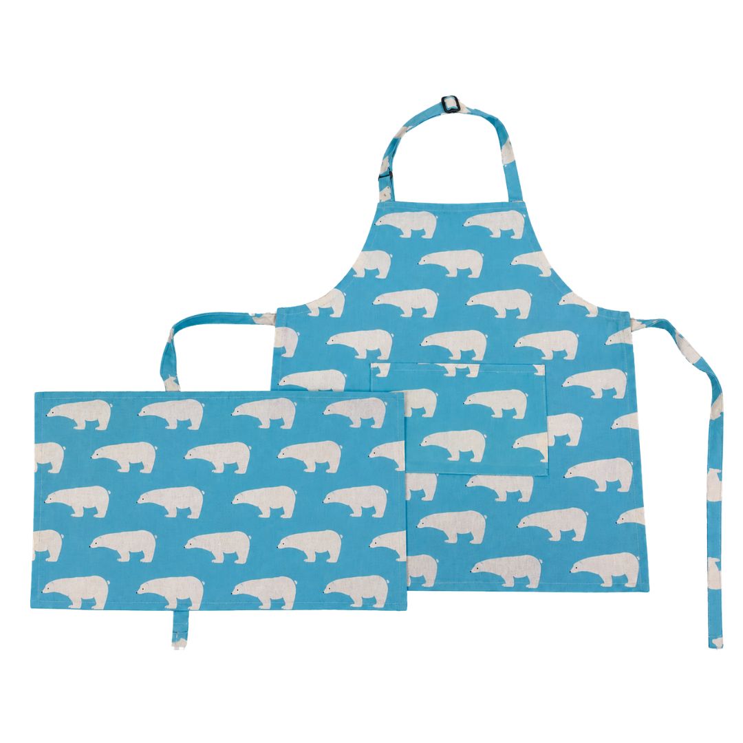 Blue Polar Bear Apron Set - Small