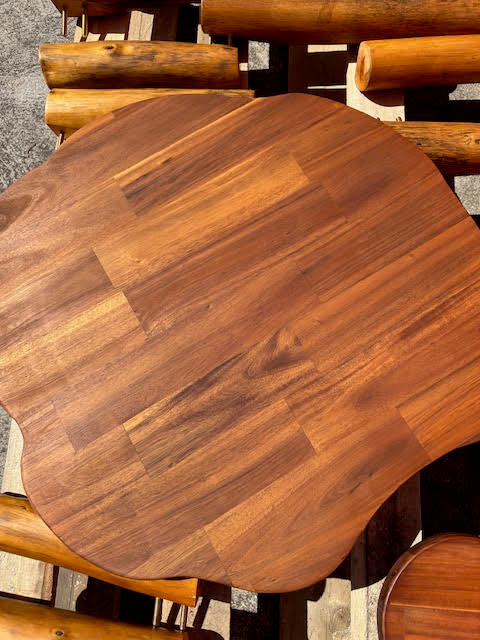 Hardwood Tree Table and 3 Stools