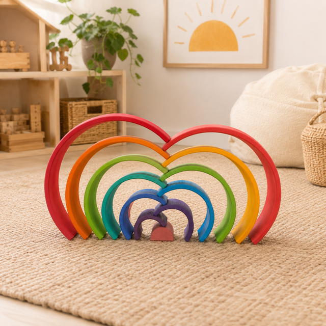 Large Wooden Rainbow Stacker - Bright