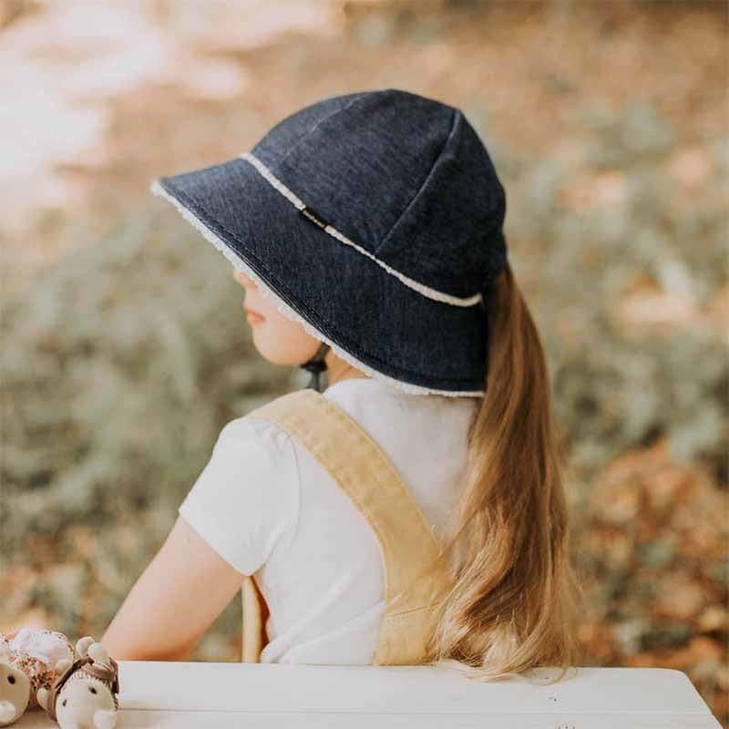Ponytail Bucket Sun Hat - Denim Ruffle