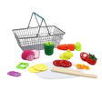 Wooden Cutting Vegetables with Metal Basket