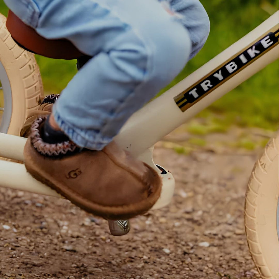 Trybike in use in a backyard