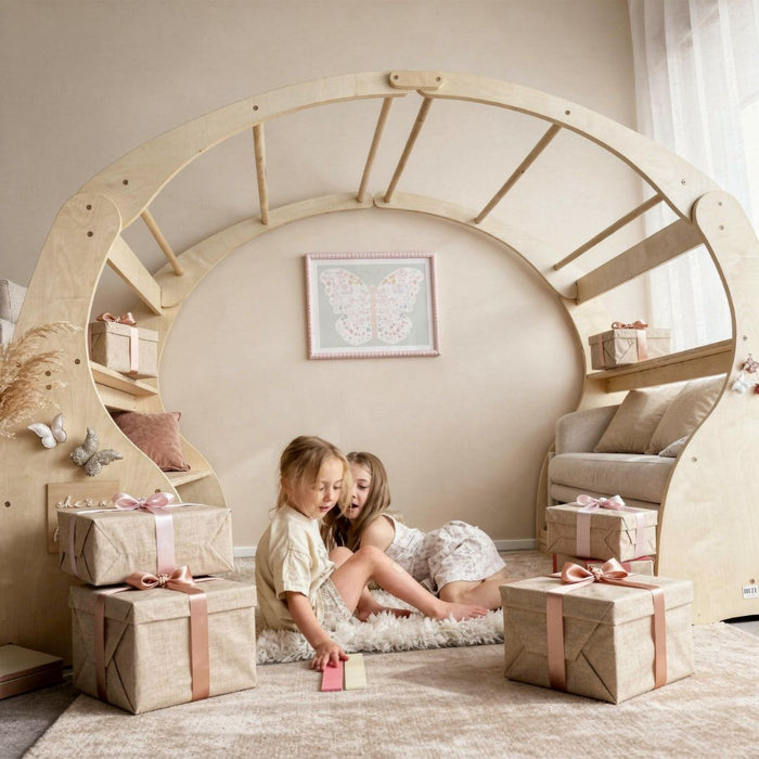 young child exploring kids gift ideas in a calm home playroom setting