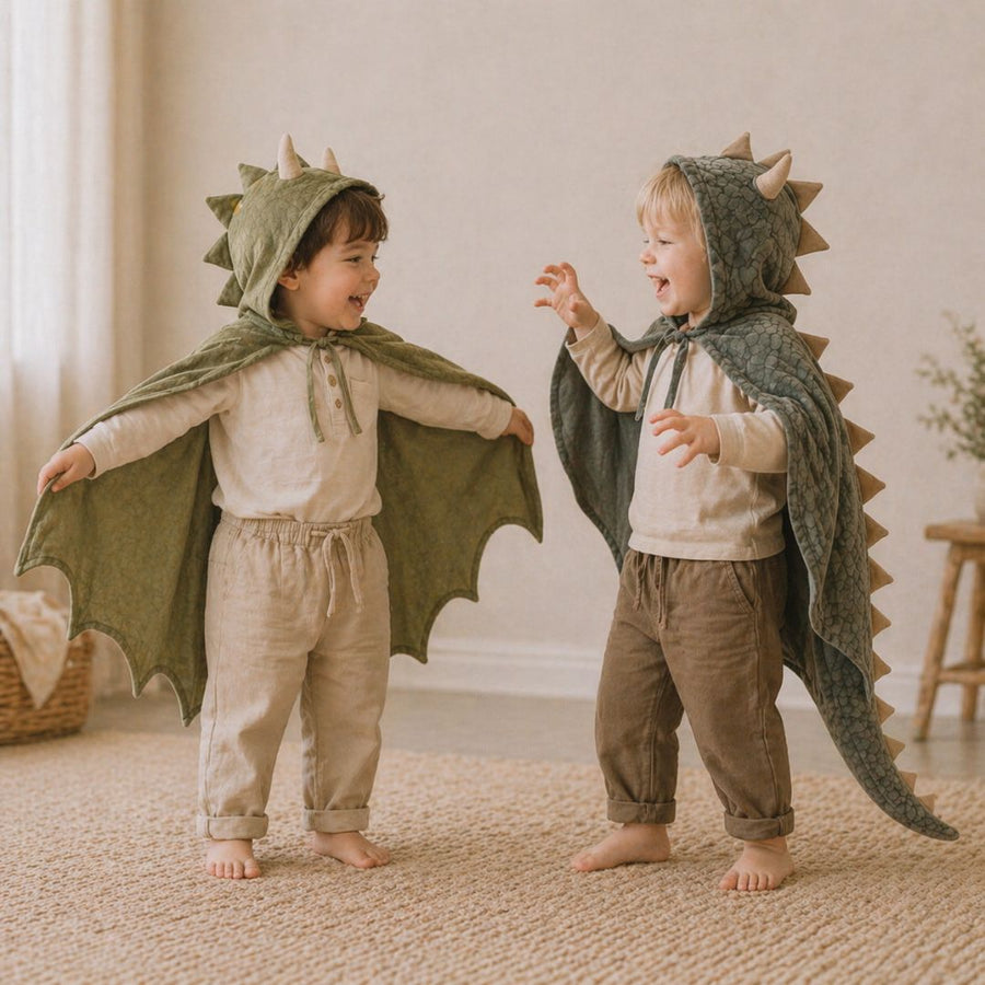 Child playing with costumes for kids at home