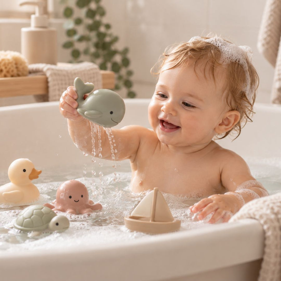 Baby Bath Toys shown in a nursery setting