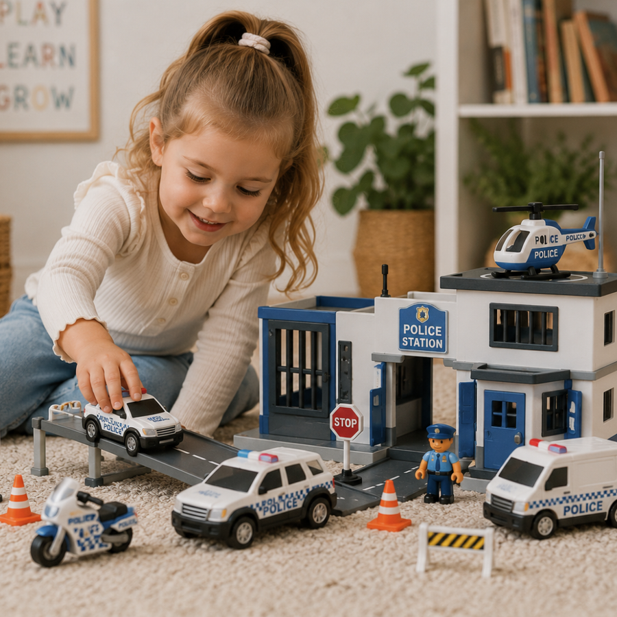 Police Toys shown in a playroom setting