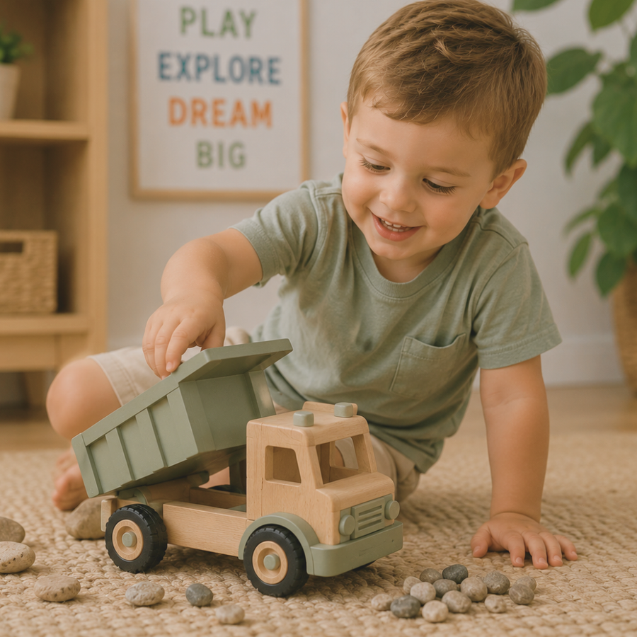 A selection of garbage truck toys