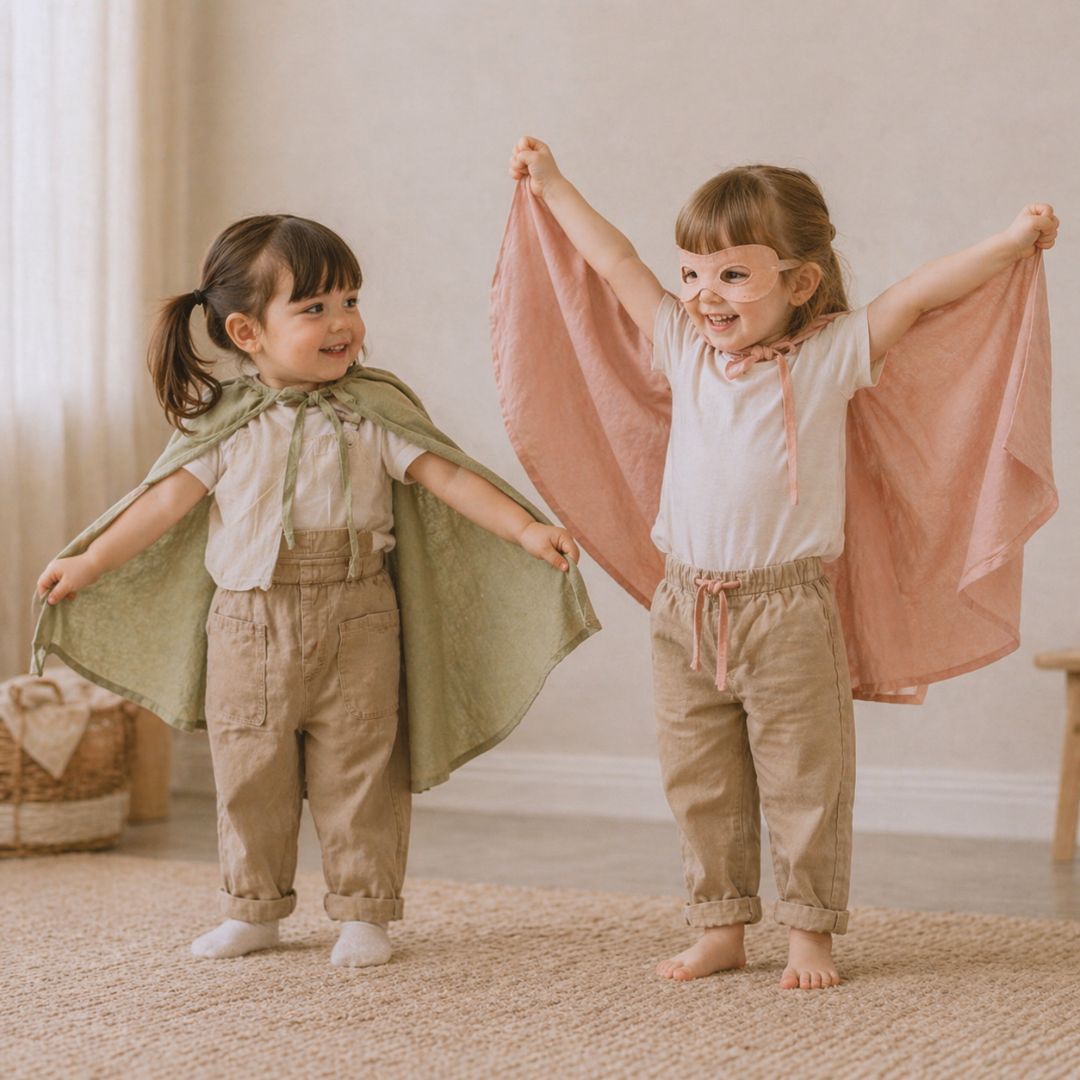 Child playing with role play and dress up at home