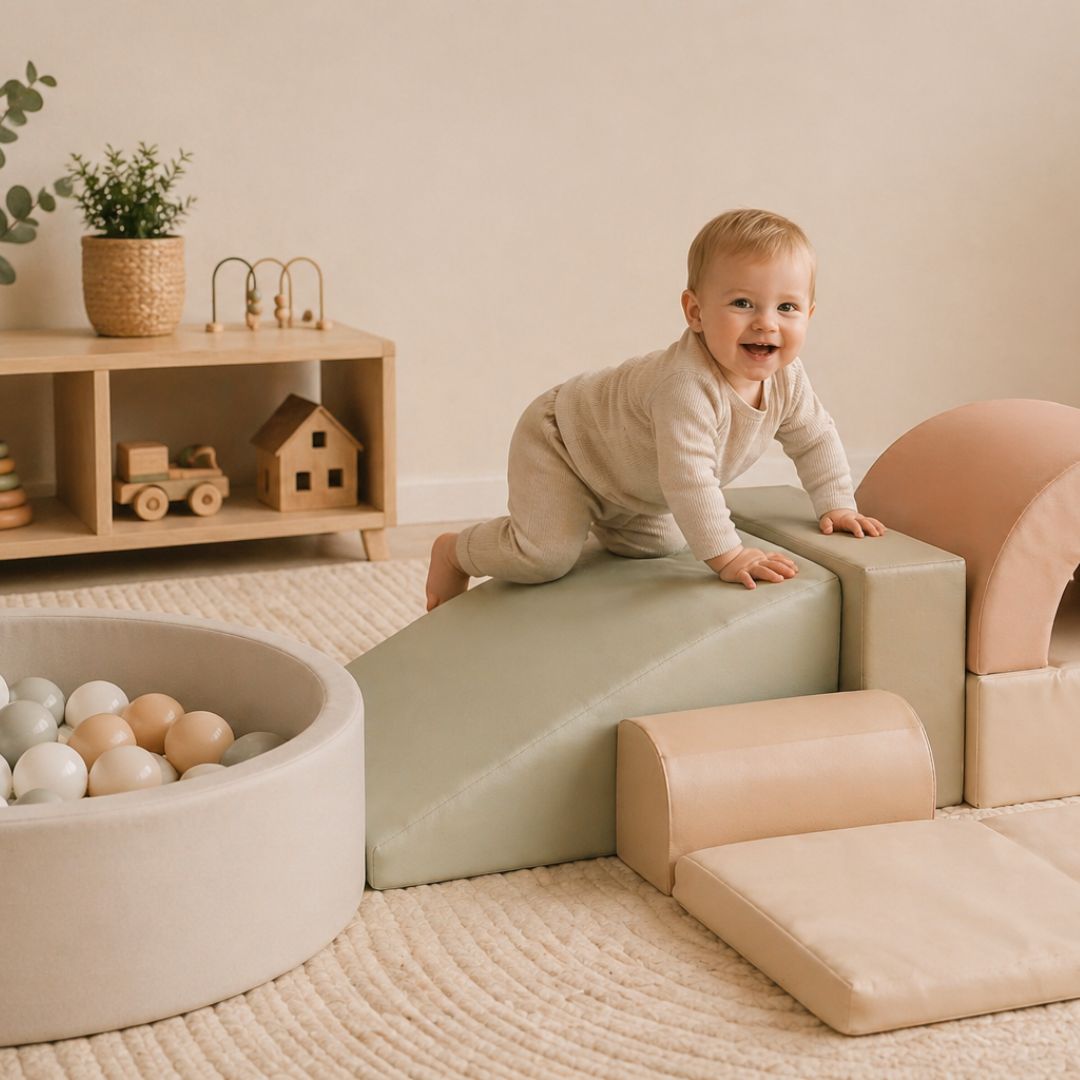 Child playing with soft play & early movement f at home