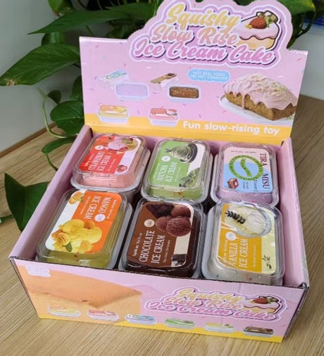 Squishy Slow Rise Scented Ice Cream Cake in Container Assorted (Only Sold in Display of 12)