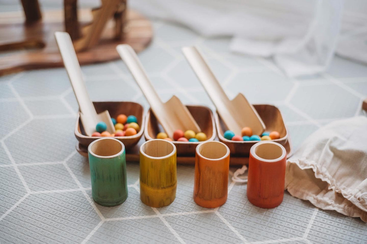 Rainbow Bamboo Sorting Tubes - Set of 6