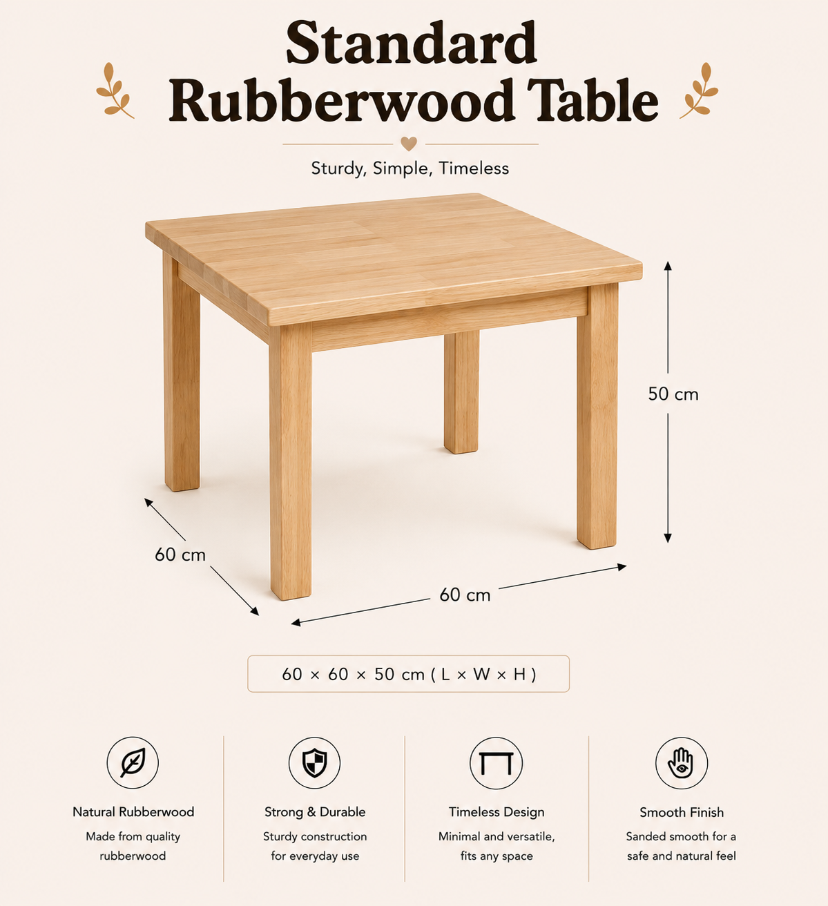 Standard Rubberwood Table