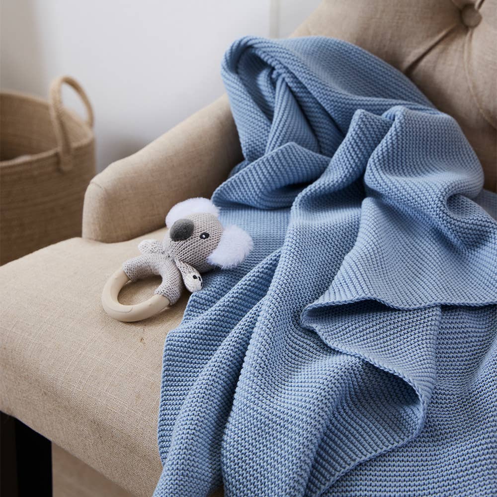 Pram Knitted Blanket - Celestial Blue