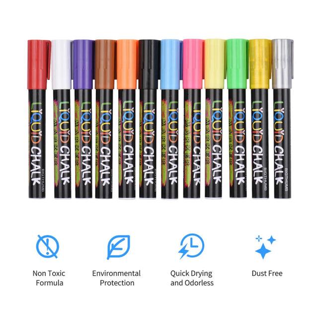 12 LIQUID CHALK MARKERS