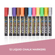 12 LIQUID CHALK MARKERS