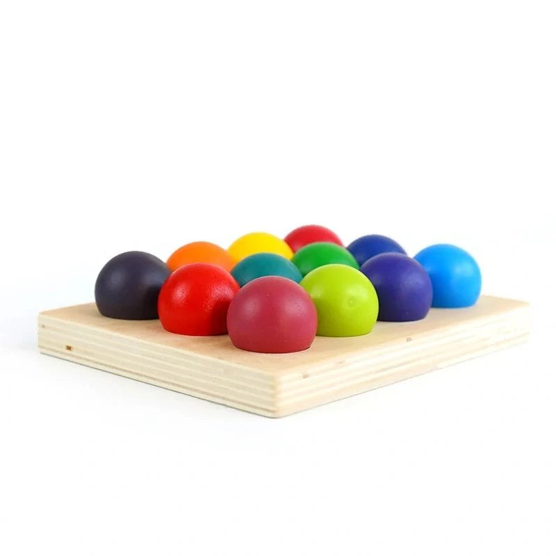 Small Wooden Rainbow Balls Bright