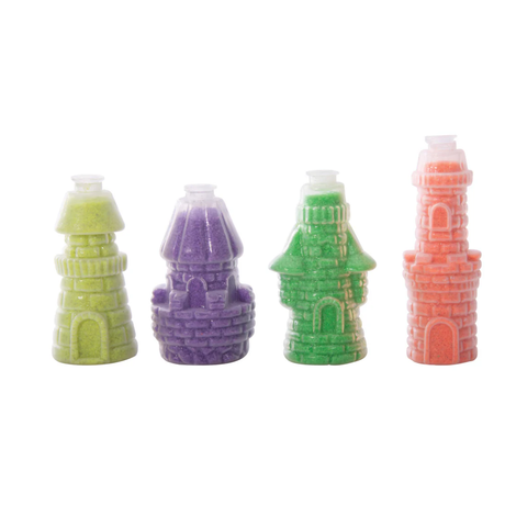 Colours and designs available in the Magic Sand Castles range